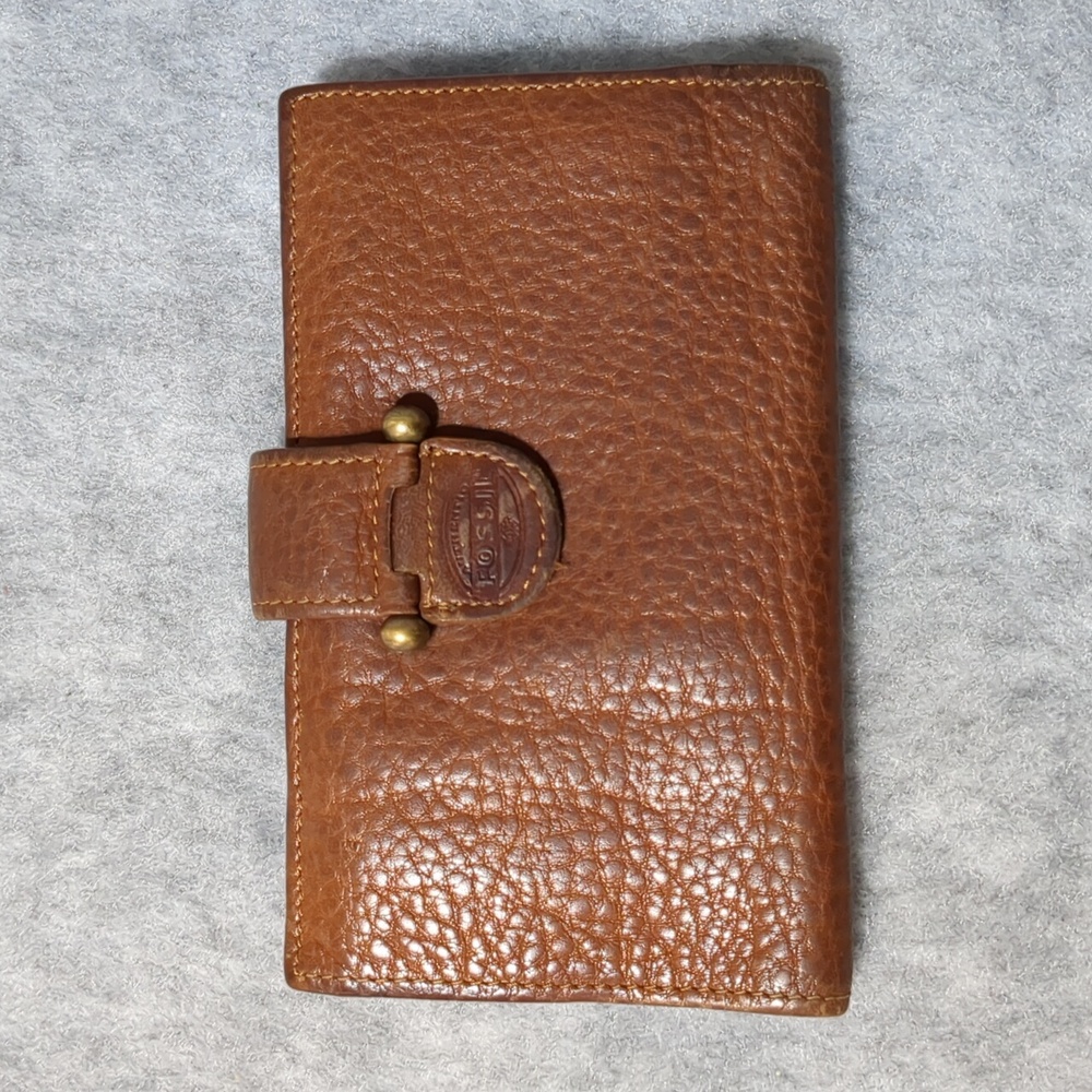 Fossil trifold Brown leather wallet - Picture 1 of 10